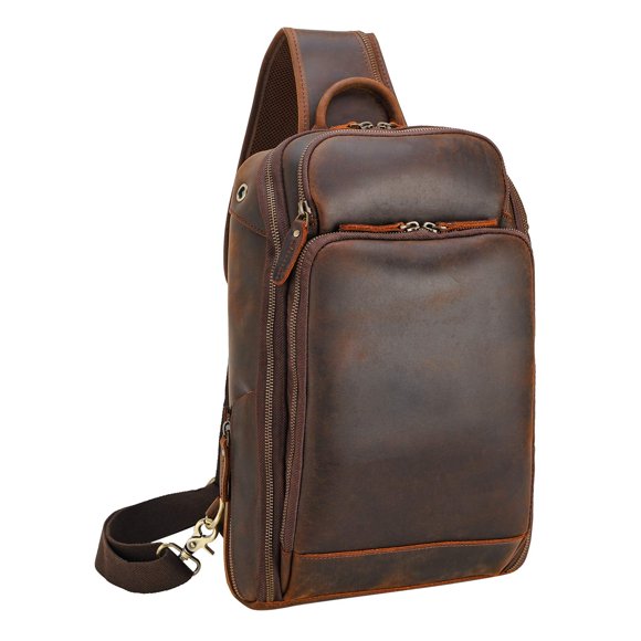 Polare Sac à Bandoulière pour Homme Sac de Jour de Voyage Extérieur Sac à Dos en Cuir Pleine Fleur Convient à un Portable de 13,3 Pieds' 14,1 Pieds'