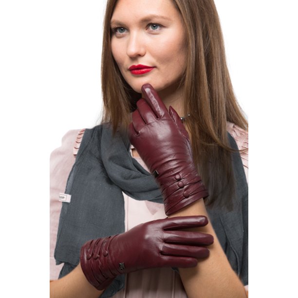Mio Marino Fashion Sheepskin Leather Gloves For Women, Cold Weather