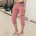 thumbnail image 2 of Huowey Pants for Women Summer Pocket Trousers Outdoor Casual Sports Cropped Pants Overalls Thin Loose Cargo Shorts, 2 of 7