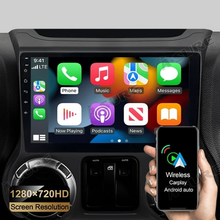 10.1'' 2+32G Android 11 Apple Carplay Car Radio Stereo for Jeep Wrangler JK 2015-2017 GPS Navi WIFI Bluetooth