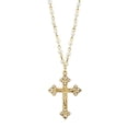 thumbnail image 2 of 1928 Jewelry Women's Gold Tone 4mm Faux Pearl Chain Crucifix Cross Pendant Necklace 16" + 3" Extender, 2 of 4