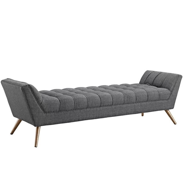 Hawthorne Collections Fabric Bedroom Bench in Gray