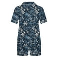 thumbnail image 4 of Cavosen Christmas Pajama Set Women Short Sleeve 2 Piece Xmas Cute Snowflake Print Nightwear Outfits with Pocket Button down Lapel Neck Tops Short Pants Pjs Soft Comfortable Sleepwear, 4 of 6
