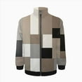 thumbnail image 2 of Geometric Abstract Art Black Brown Grey Jacket Men's Street Cool Long Sleeves Coat Personality Tops Oversized Zipper Jackets Male Clothes, 2 of 7