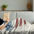 thumbnail image 3 of Americana Soft Flannel Fleece Blanket, Patriotic America USA Flag Heart Shaped Stars and Stripes Inspirational, Cozy Plush for Indoor and Outdoor Use, 70" x 90", Blue Vermilion Cream, by Ambesonne, 3 of 5