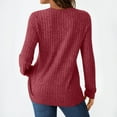 thumbnail image 4 of WTOBBY Women's T Shirt Tee Button Long Sleeve Daily Weekend Fashion Basic V-Neck Regular Top - Casual Comfort Wear with Button Detail for Stylish Outfits,Wine M, 4 of 6