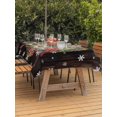 thumbnail image 2 of Outdoor Tablecloth with Umbrella Hole and Zipper, Christmas Rectangle Table Cloth 60x102 Inch Waterproof Tablecloth, Xmas Botanical Birds Snowflake Wooden Picnic Table Cover for Patio Camping, 2 of 7