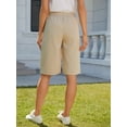 thumbnail image 2 of Fancyglim Plus Size Bermuda Shorts for Women Summer Casual Loose Comfy Knee Length Drawstring Beach Shorts with Pockets Khaki 3XL, 2 of 7
