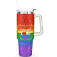 thumbnail image 2 of Rainbow Gradient Heart 40 Oz Tumbler with Handle Lid and Straw, Stainless Steel Double Walled Vacuum Insulated Cup, Cute Anniversary Wedding Birthday Gifts Tumbler for Women Men Friends Outdoor Indoor, 2 of 7