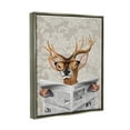 thumbnail image 3 of Stupell Industries Deer Reading Newspaper With Big Glasses Luster Gray Framed Floating Canvas Wall Art, 16x20, by Coco de Paris, 3 of 9