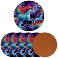 thumbnail image 2 of Unicorn Set of 6 Round Microfiber Leather Coasters, 11x11 cm/4.3x4.3 in, Stain Drink Mats for Home and Office, 2 of 6