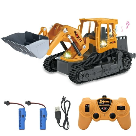 RC Bulldozer Toy, 2.4Ghz High Frequency Construction Excavator with Metal Blade, Toy Gift for Kids Age 3, 6, 8, 12 years old, Boys and Girls