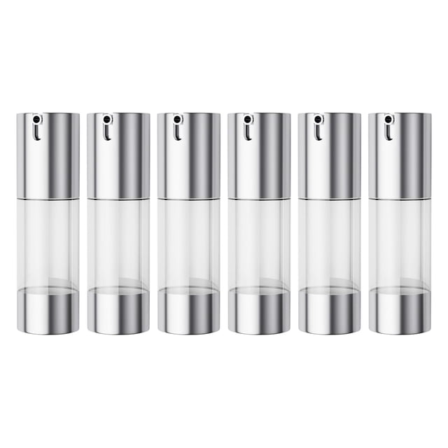 Botella dosificadora de crema cosmética Airless Longway Silver, 30 ml (x6)