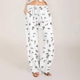 thumbnail image 2 of Women's High Waist Straight Leg Casual Pants Comfortable Daily Wear Drawstring Floral Print Design for Spring Summer and Fall Seasons, 2 of 5