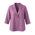 thumbnail image 5 of Babysbule Women Notch Collar Blazer Lapel Pullover Blouse Set-In 3/4 Sleeve Loose Fit Top for Office Daily Brunch Outfits, 5 of 5