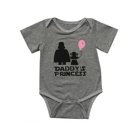

Newborn Baby Girls Boys Romper Short Sleeve Cute Daddy s Princess Balloon One-piece Bodysuit Playsuit