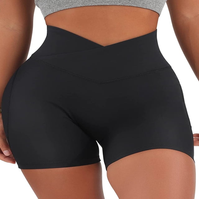 Womens Casual Seamless Sport Shorts Solid Color High Waist Stretch Yoga Short Pants