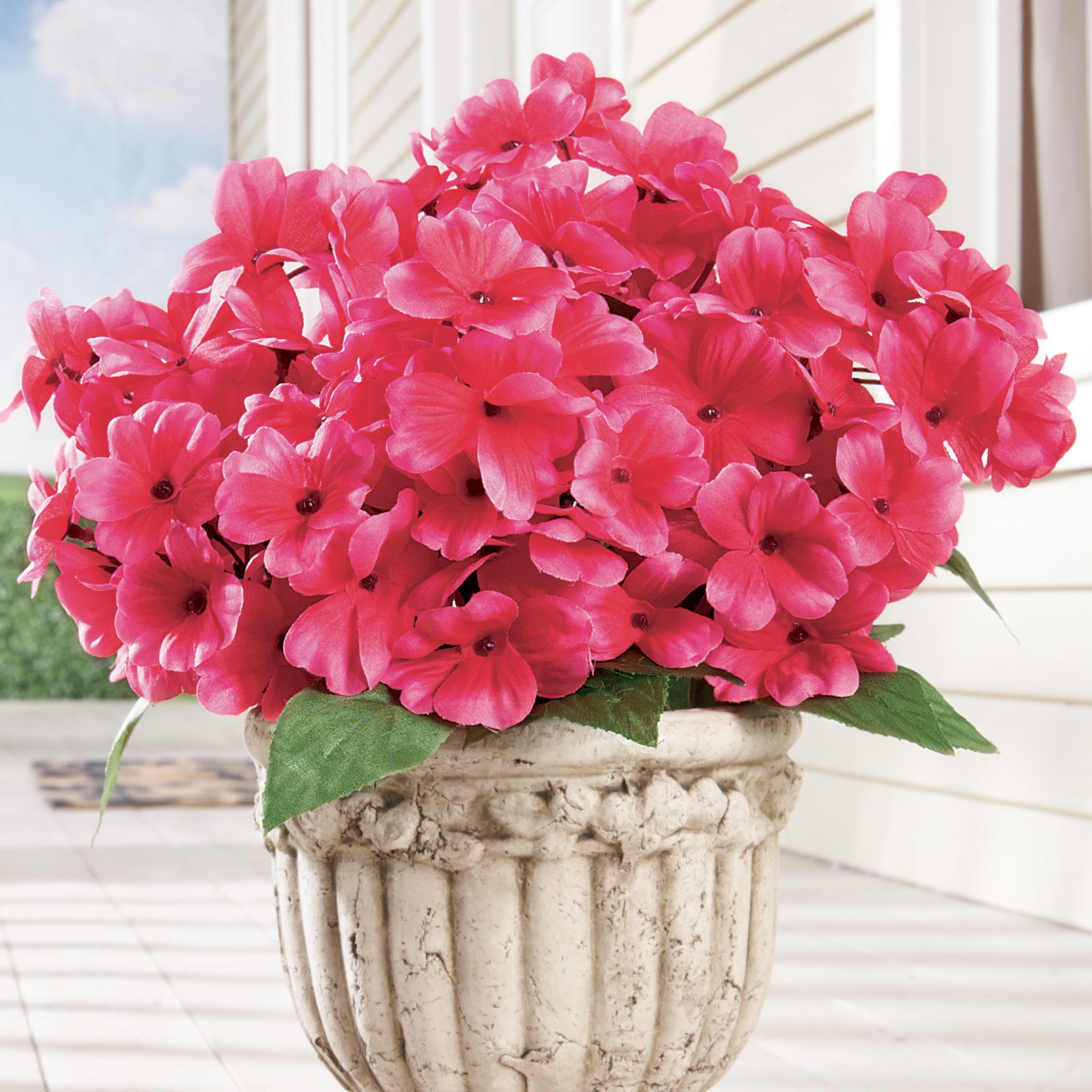 Impatiens Artificial MaintenanceFree Flower Bush Set of 3