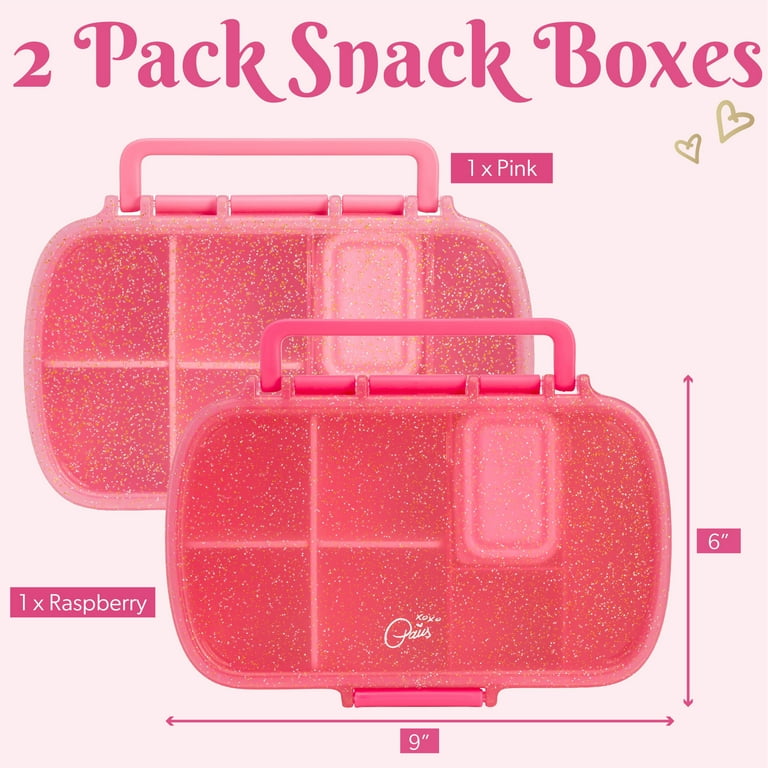 Paris Hilton 2 Pack Bento Style Snack Boxes, Glitter Infused