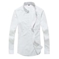 thumbnail image 1 of Mens Shirts Button Down Autumn Long Sleeve Solid Color Lapel Holiday Khaki Fall Clothes for Men size XXXL, 1 of 7