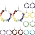 thumbnail image 2 of K-KED 10pairs Natural Healing Quartz Gemstone Round Dangle Hook Women Stone Earrings-Olivine, 2 of 8