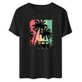 thumbnail image 2 of Western Shirts Casual Tee for Women Summer T Shirt Short Sleeve Crewneck Beach Tops Vintage Country Graphic Black XXL, 2 of 4