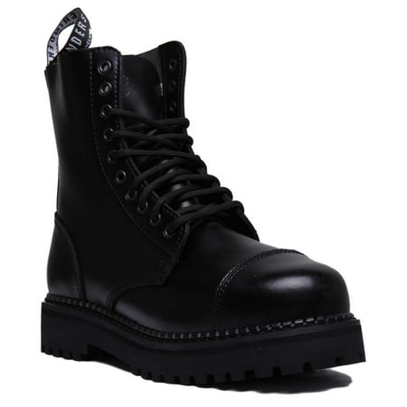

Grinders Bulldog CS Unisex 10 Eyelet Lace Up Leather Steel Toe Boots In Black Size 12M