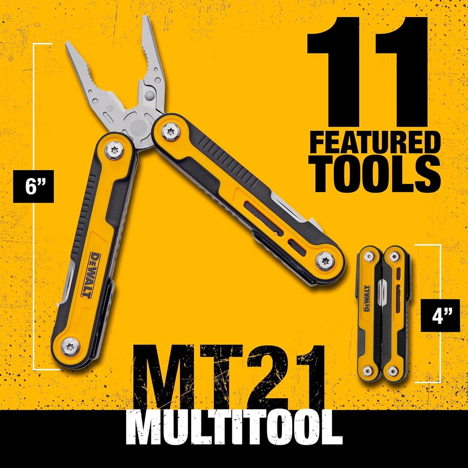 DEWALT 11-in-1 Folding Multitool with Sheath Compact Pocket Tool with Knife, Pliers, Screwdrivers, Saw, Can and Bottle Openers