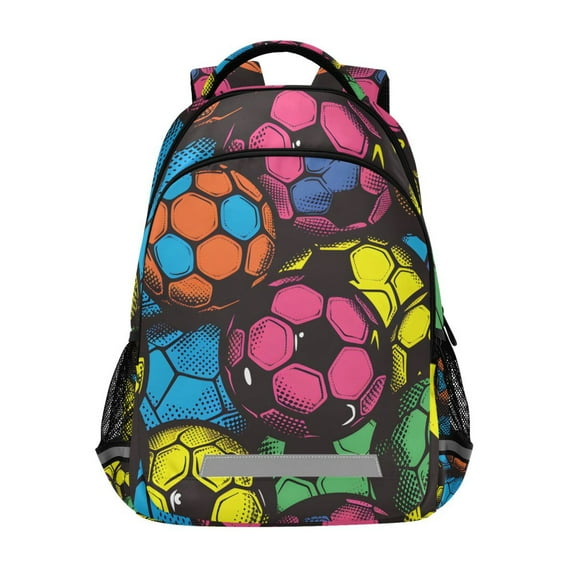 ALAZA Art Soccer Footballs Backpack Elementary School Bag Bookbag Travel Rucksack