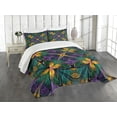 thumbnail image 4 of Ambesonne Floral Quilted Bedspread Set 3 Pcs, Antique Window Style, King Size, Green Purple, 4 of 5