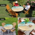 thumbnail image 4 of Teal Beach Round Tablecloth for 36-44 Inch Tables, Fitted Table Cover with Elastic Edge, Summer Ocean Coastal Nautical Seaside Waterproof Outdoor Table Cloth Protector for Patio Garden Dinner Picnic, 4 of 9