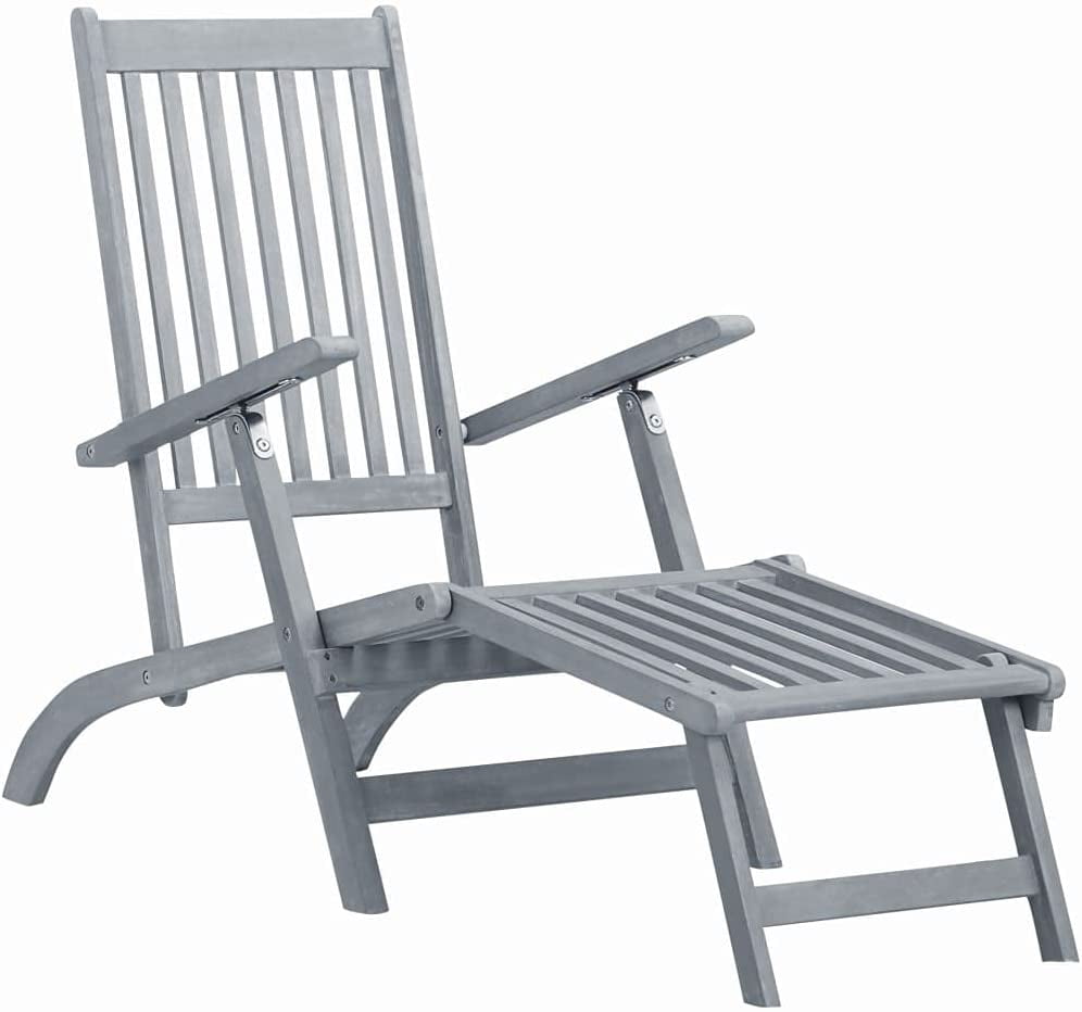 Wood Chaise Lounge Chairs, Outdoor Patio Furniture, Solid Acacia Wood Folding Sun Lounger with