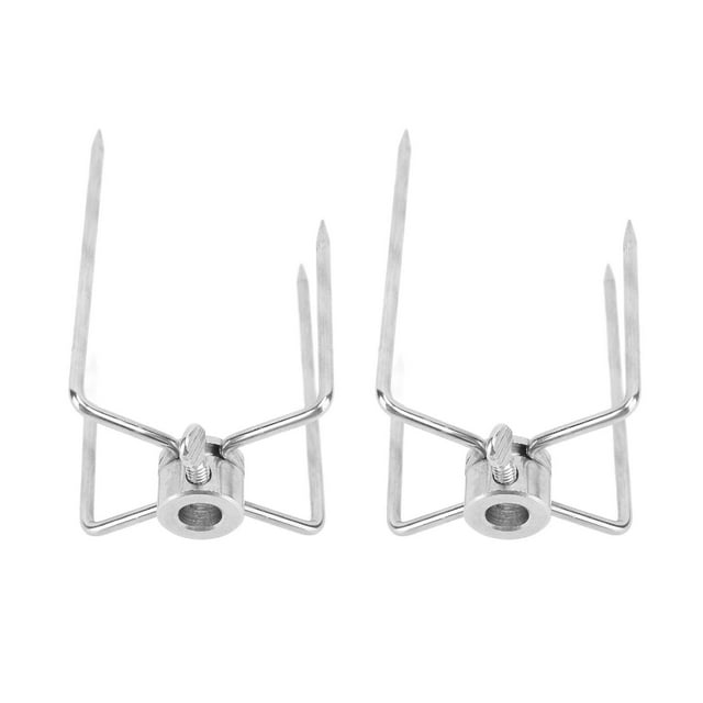 Rotisserie Fork, Heat Resistant Rustproof Grill Rotisserie Meat Fork Dishwasher Safe Electroplated 4 Claws for Roast Chicken for 0.4in Spit Rod