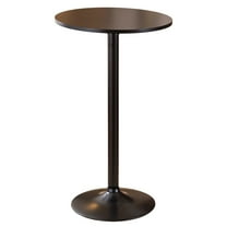 Roundhill Furniture Belham Black Round Top with Black Leg and Base Metal Bar Table