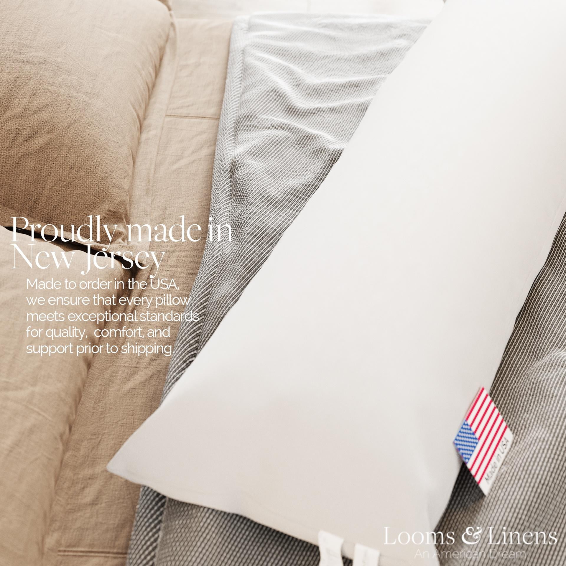 48 inch Body Pillow Insert Long Body Pillows for Adults, Pregnant Woman Side Sleep. Made in USA 1 pack by Looms & Linens