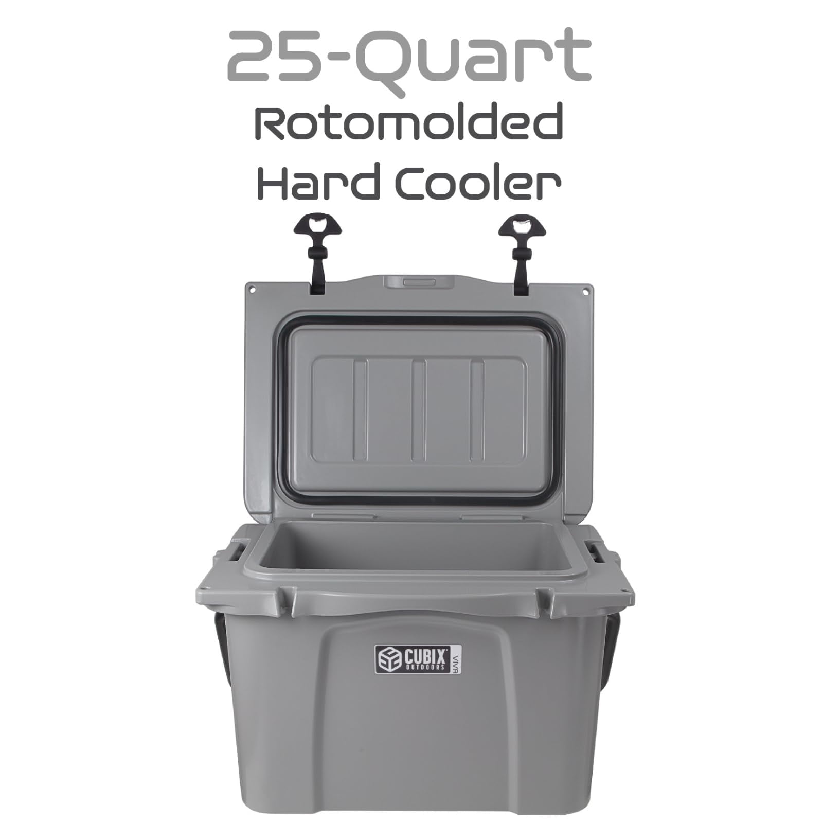 Cubix Outdoors Viva 25 QT Portable Insulated Hard Cooler - Fits 30 Cans - Light Grey