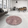 thumbnail image 4 of Ahgly Company Machine Washable Indoor Round Abstract Rosy-Finch Purple Area Rugs, 3' Round, 4 of 7