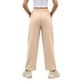 thumbnail image 5 of Linen Barrel Pants Women Drawstring High Waisted Wide Leg Trousers Summer Lounge Pants with Pockets Boho Beach Pant, L, 5 of 8