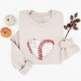 thumbnail image 4 of Afelkas Women's Baseball Sweatshirt Distressed Heart Graphic Pullover Crewneck Sports Mom Top Casual Game Day Fan Gear Beige,XL, 4 of 5
