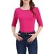 thumbnail image 5 of Camisetas casuales de mujer Inspire Chic con mangas de codo, cuello barco, ajuste slim, color rosa rojo, talla M, 5 of 7