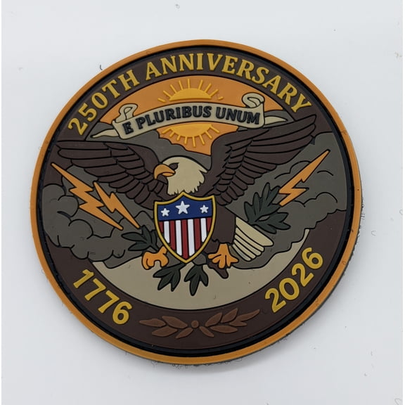 250th Anniversary of the United States, E Pluribus Unum Tan Patch, 3.5 in, Hook and Loop