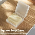 thumbnail image 3 of Travel Soap Case,Clear Bar Soap Travel Container,Square Soap Holder,Square Gym Soap Holder with Draining Pad,Soap Dish for Bathroom Shower Home Outdoor Hiking Camping,Transparent White, 3 of 7