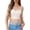 Beige #1, variant on Sheer Top for Women See Through Lace Mesh Crop Top Round Neck Flare 3/4 Sleeve Crop T Shirt Light Brown S