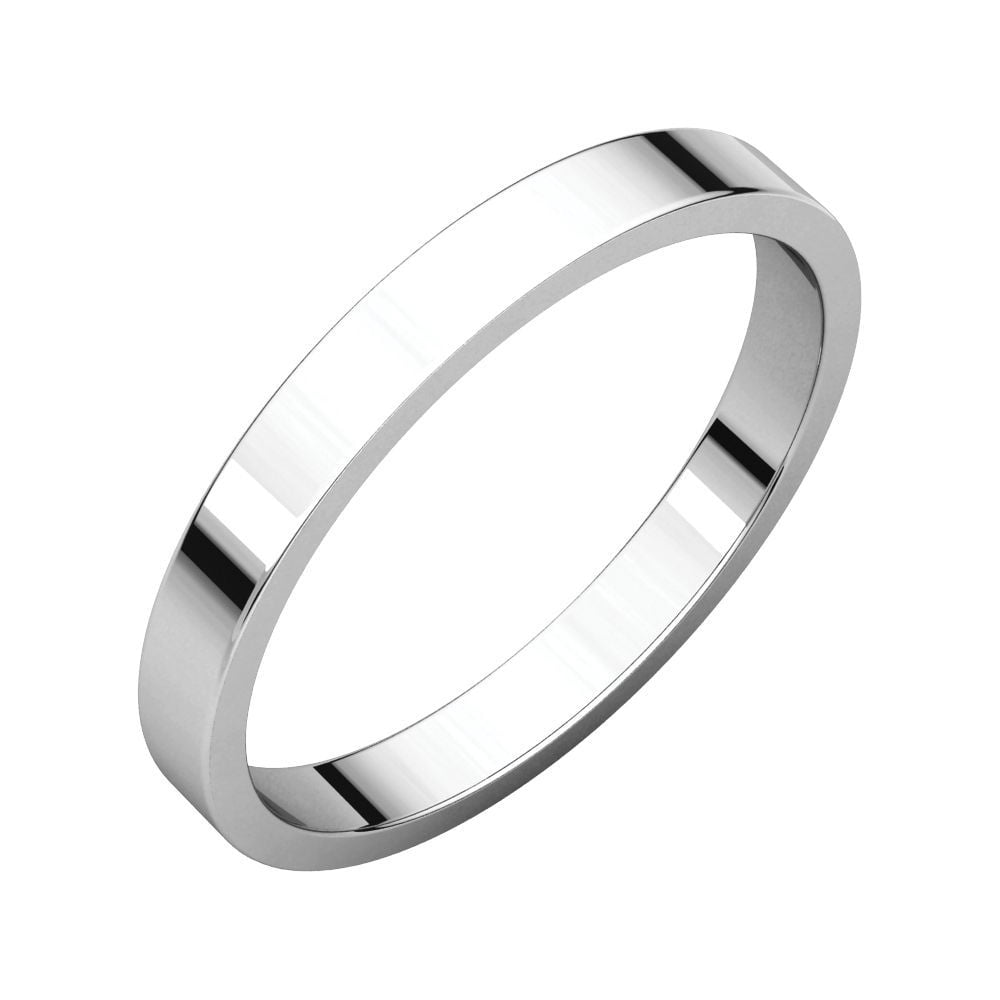 JewelryWeb - 14k White Gold 2.5mm Flat Band Ring - Ring Size: to 11