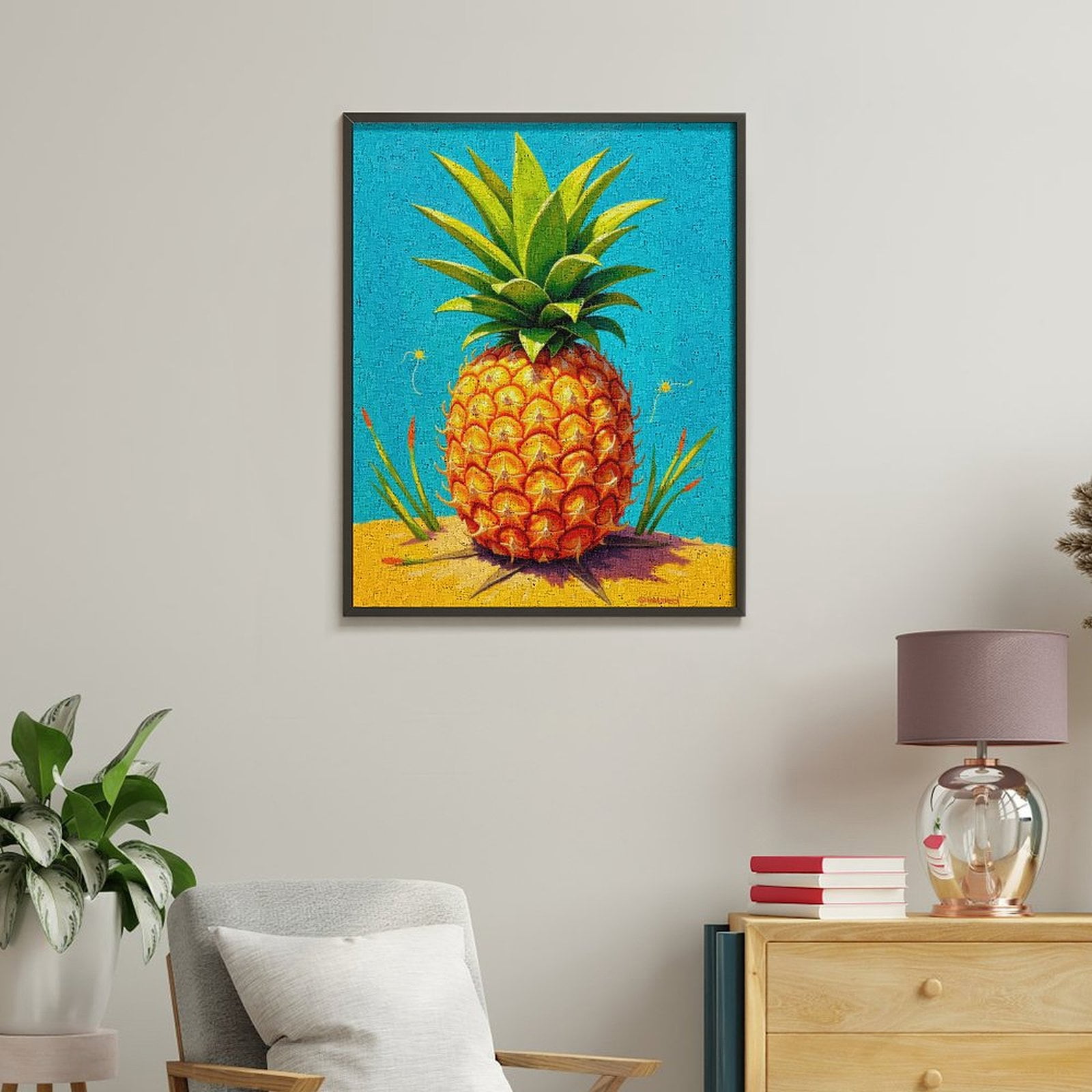 Paint By Numbers Kit for Adults Beginner - DIY Pineapple Illustration Vibrant Art Canvas Painting Kits for Adults, Frameless Paint By Number for Adults for Home Wall Decor 16x20 Inch