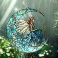 thumbnail image 3 of Fairy Flower on Moon Acrylic Window Hanging – A Magical Faux Stained Glass Decoration, Perfect Gift for Mom, Grandma, or Fantasy Lovers., 3 of 6