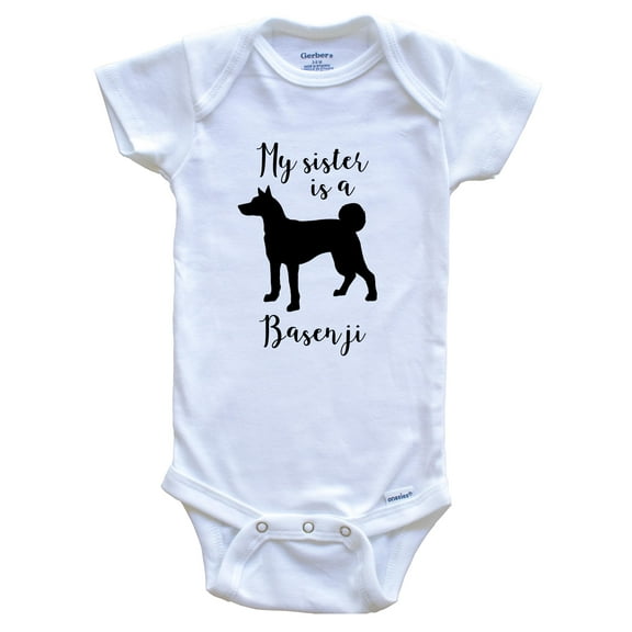My Sister Is A Basenji Cute Dog Baby Bodysuit - Congo Dog One Piece Baby Bodysuit, 0-3 Months White