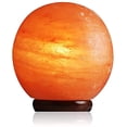 thumbnail image 2 of Salt Gems Himalayan Salt Lamp Globe Shaped Hand Carved Pink Decoration Lamp with Wood Base, Electric Cord and 25 Watt Bulb, 2 of 7