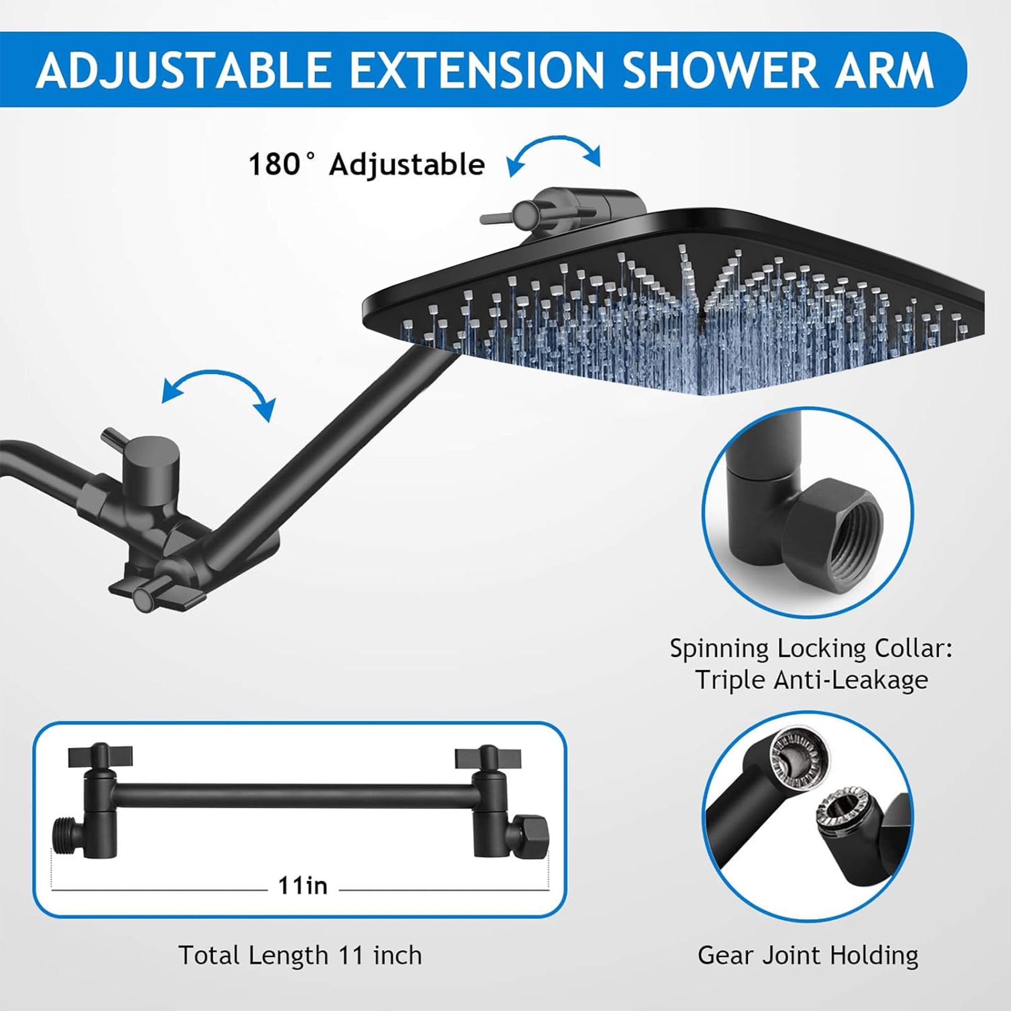 SERABETTO High Pressure 12inch Rain Shower Heads with Handheld Spray Combo with Fixed Showerhead and 5 Sprays Dual Shower Head Combo
