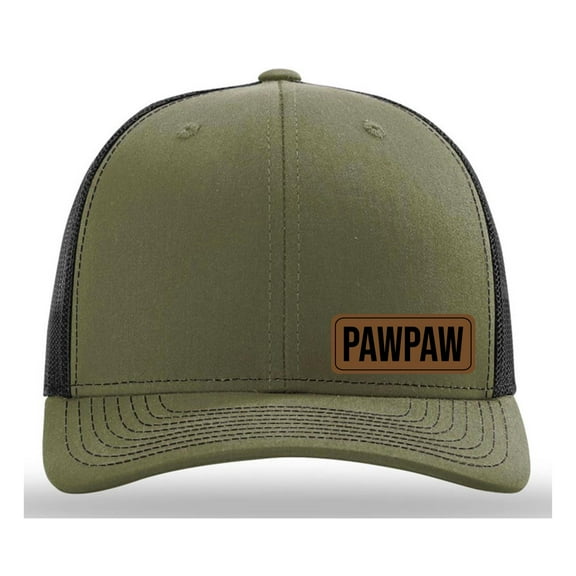 PAWPAW Vegan Leather Patch Cap, Richardson 112, Richardson Hat, Dad Hat, Dad Gift, Dad Birthday Gift, Richardson Hat, Richardson Cap, Richardson 112 (Loden Black)